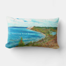Spipande Bear Dunes Sjö Michigan Art Lumbarkudde
