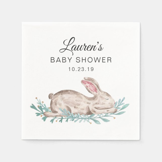 Spipande Bunny Baby Shower Napkin Pappersservett (Framsidan)