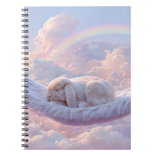 Spipande Bunny Fluffy Cloud Rainbow bärbar dator Anteckningsbok (Framsidan)