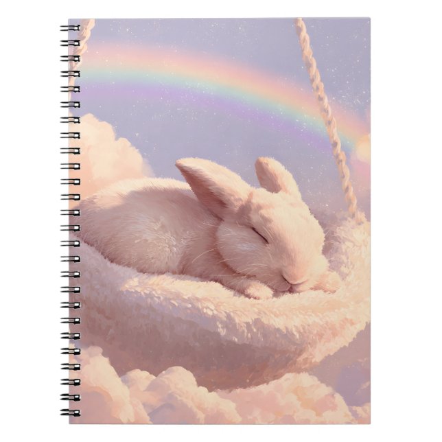 Spipande Bunny Rainbow Swing Notebook Anteckningsbok (Framsidan)