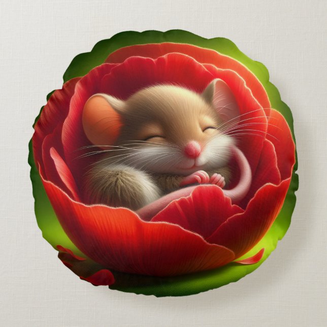 Spipande Cute Mouse Rund Kudde (Framsidan)