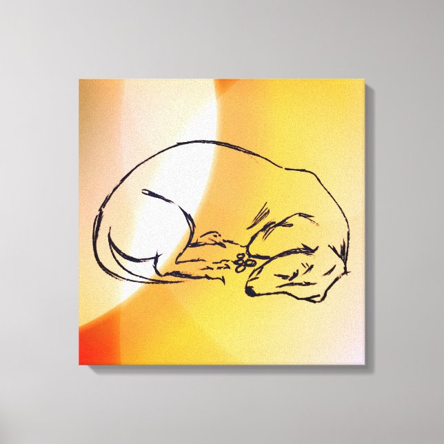 Spipande Dachshund Hund Art Wrapped Canvas (Framsida)