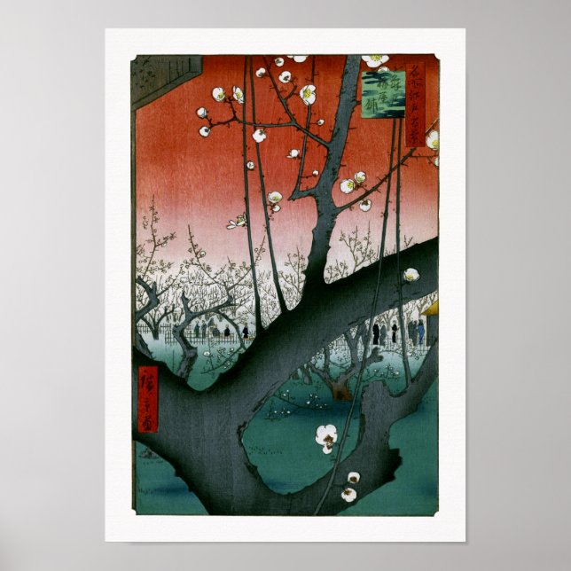 Spipande Dragon Plum, Kameido Hiroshige Fine Art Poster (Framsidan)