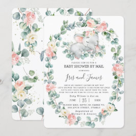 Spipande elefant Blommigt Baby Shower by Mail Girl Inbjudningar
