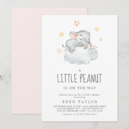 Spipande Elephant Girl Little Peanut Baby Shower Inbjudningar