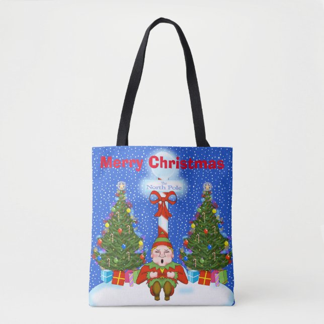 Spipande Elf-julklapp Tote Bag Tygkasse (Framsida)