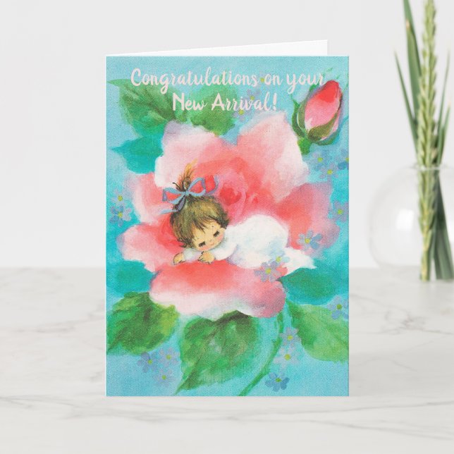 Spipande Flicka i Ro Nyfödd bebis Kort (Framsida)