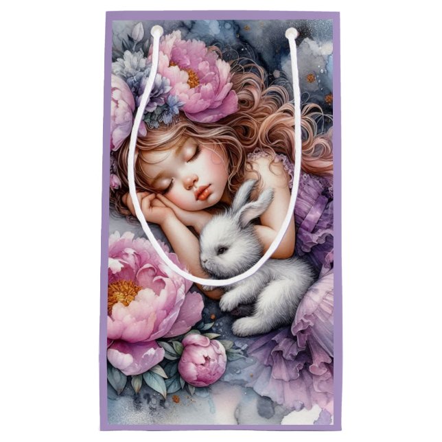 Spipande flicka med Bunny i Garden (Framsidan)