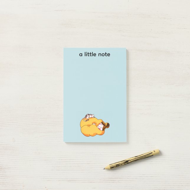 Spipande flicka med Mysigt katt Post-it Block (På skrivbordet)