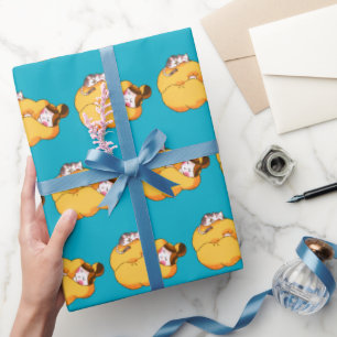 Spipande flicka med Mysigt katt Presentpapper