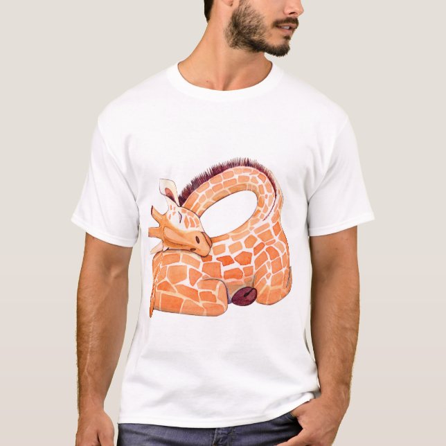 Spipande Giraffe: Gentle Watercolor T Shirt (Framsida)