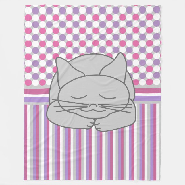 Spipande Grått Cat Mönster Fleece Blanket (Framsidan)