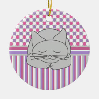 Spipande Grått Cat Mönster Julgransprydnad Keramik