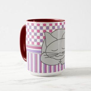 Spipande Grått Cat Mönster Mugg
