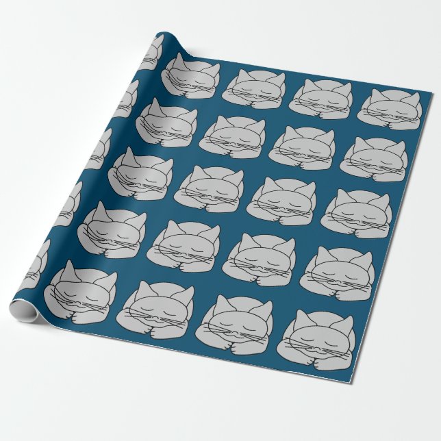 Spipande Grått Cat Presentpapper (Utrullad)