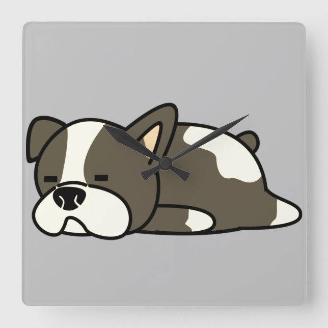 Spipande Hund Fyrkantig Klocka (Framsida)