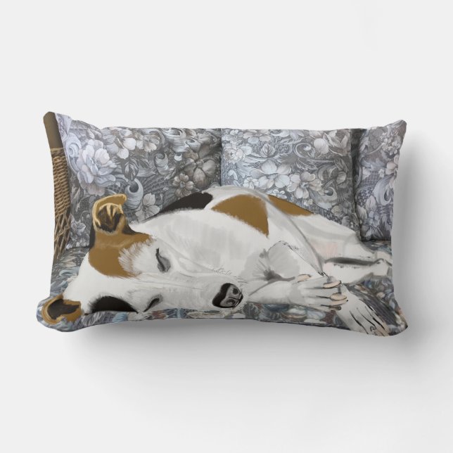 Spipande Jack Russell mot abstraktens oro Lumbarkudde (Framsida)