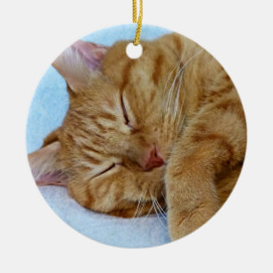 Spipande katt julgransprydnad keramik