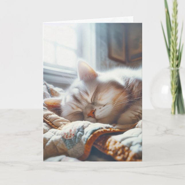 Spipande katt på gammal katt kort (Framsida)
