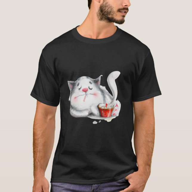 Spipande kattkonst söt kattunge t shirt (Framsida)