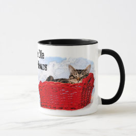 Spipande kattunge i Bright Red Basket Mugg