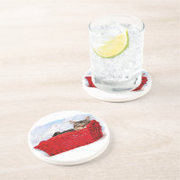 Spipande kattunge i Bright Red Basket