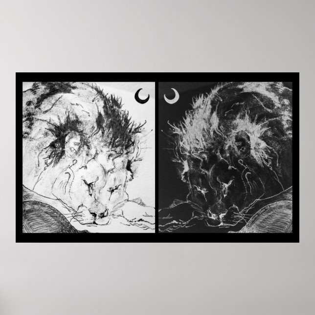 Spipande Lejon: Yin & Yang Poster (Framsidan)