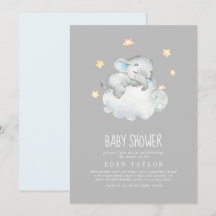 Spipande lilla Elephant Boy | Grått Baby Shower
