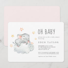 Spipande lilla Elephant Girl Oh Baby Shower Inbjudningar