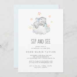 Spipande lilla Elephant Pojke Sip och se Inbjudningar