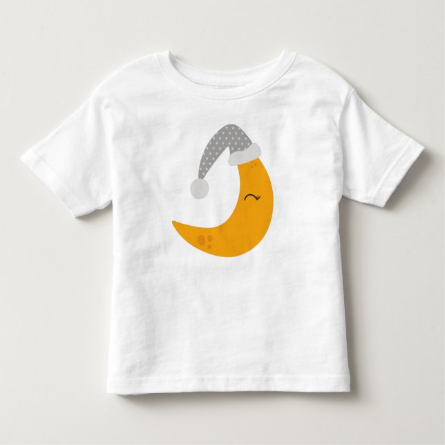 Spipande Måne, nivlock, Cute Måne, Gult Måne T Shirt (Framsida)
