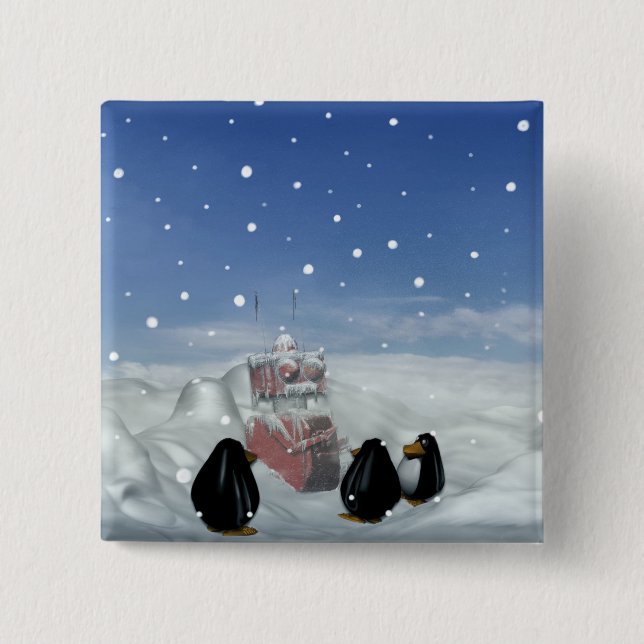 Spipande med Penguins-knappen Knapp (Framsida)