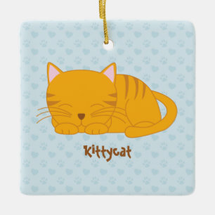 Spipande Orange Tabby katt Julgransprydnad Keramik