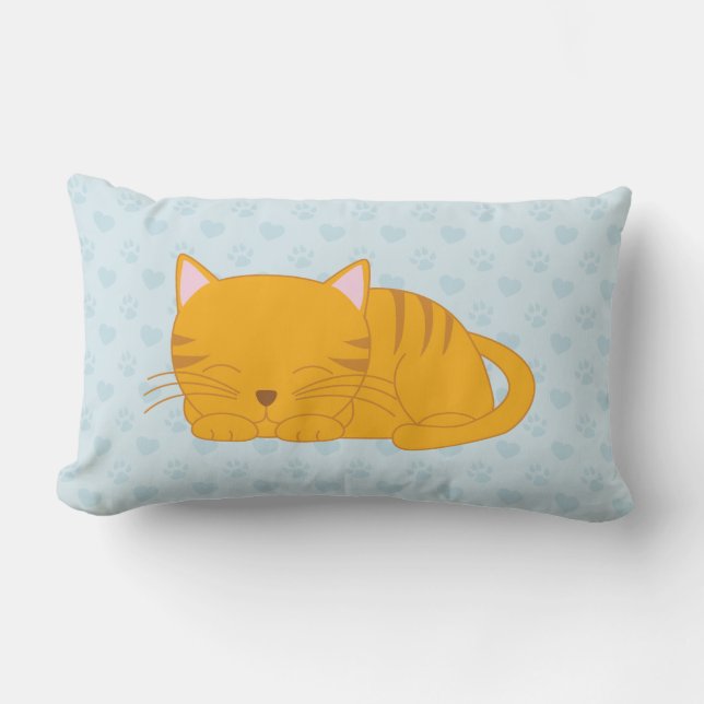Spipande Orange Tabby katt Lumbarkudde (Framsida)