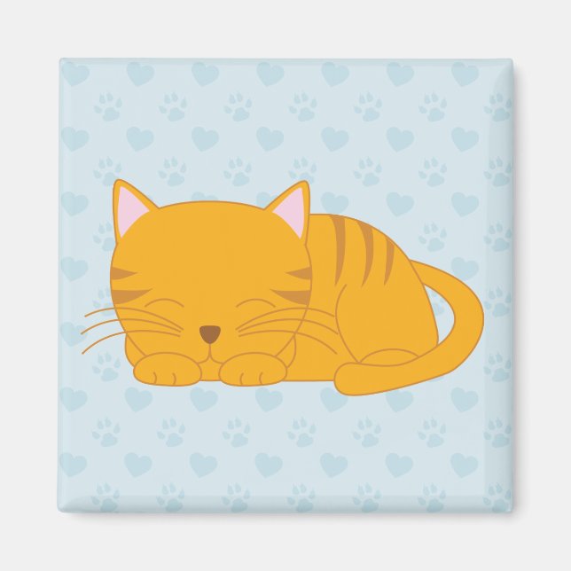 Spipande Orange Tabby katt Magnet (Framsidan)