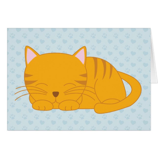 Spipande Orange Tabby katt OBS Kort (Framsidan Horizontal)