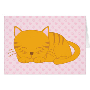 Spipande Orange Tabby katt OBS Kort