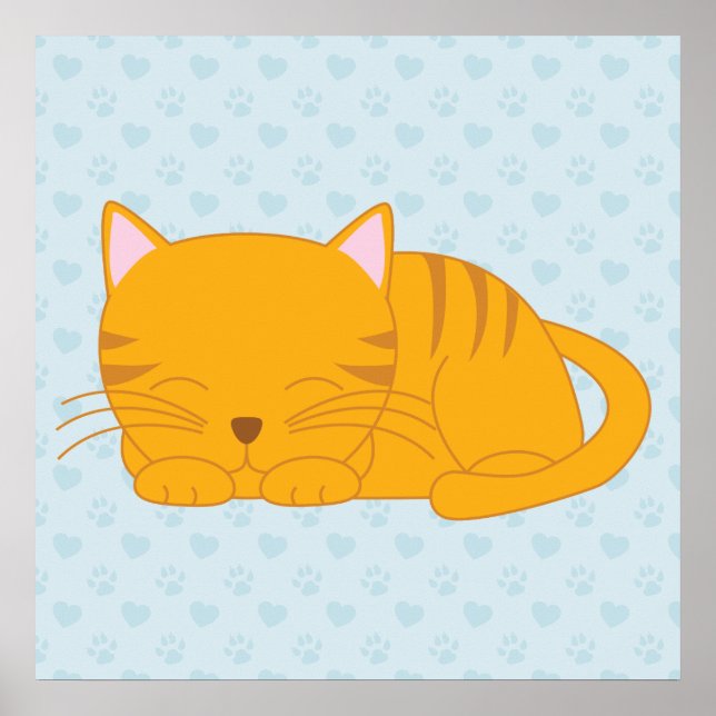 Spipande Orange Tabby katt Poster (Framsidan)