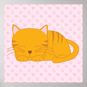 Spipande Orange Tabby katt Poster
