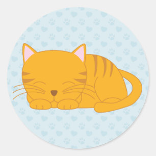 Spipande Orange Tabby katt Runt Klistermärke