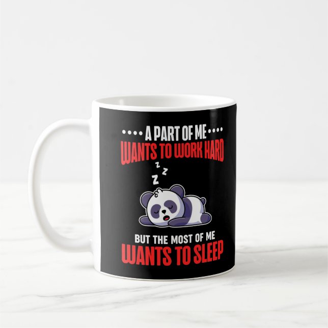 Spipande Panda Funny Tired Worker Kaffemugg (Vänster)