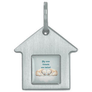 Spipande Polar Bear Twillingars Baby Shower ID-bricka Husdjur