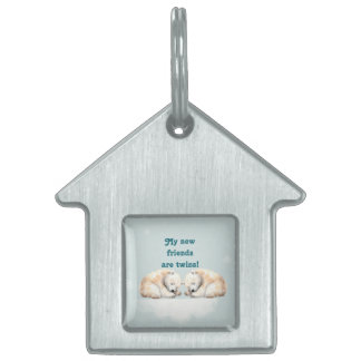 Spipande Polar Bear Twillingars Baby Shower ID-bricka Husdjur