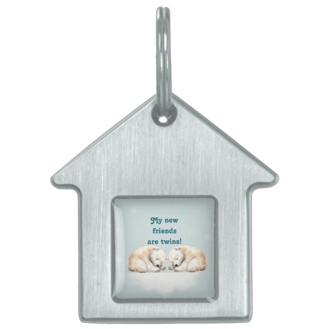 Spipande Polar Bear Twillingars Baby Shower ID-bricka Husdjur (Framsidan)