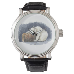 Spipande polar, vattenfärgskonst armbandsur