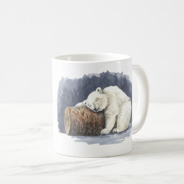 Spipande polar, vattenfärgskonst kaffemugg (Framsida höger)