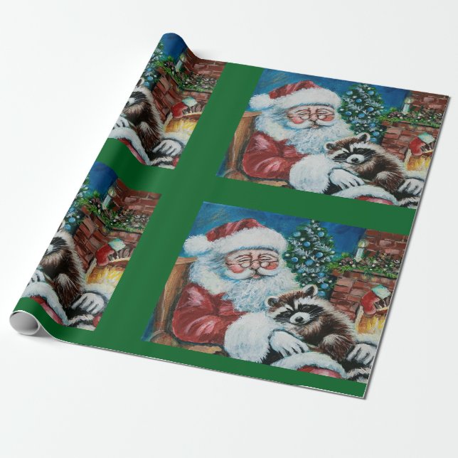 Spipande Raccoon & Santa Presentpapper (Utrullad)