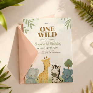 Spipande Safari Baby djur: Bjuddag Inbjudningar