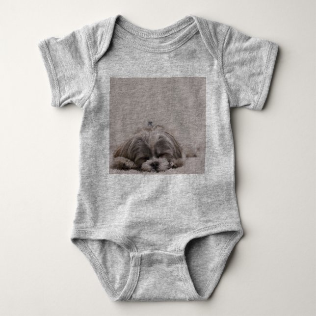 Spipande Shih tzu Baby Bodydräkt, Spipande Hund Tee (Framsida)