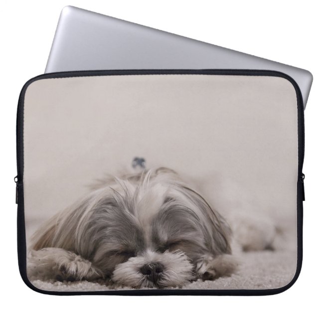 Spipande Shih tzu Laptop sleeve, Spipande Hund Laptop Sleeve (Framsidan)